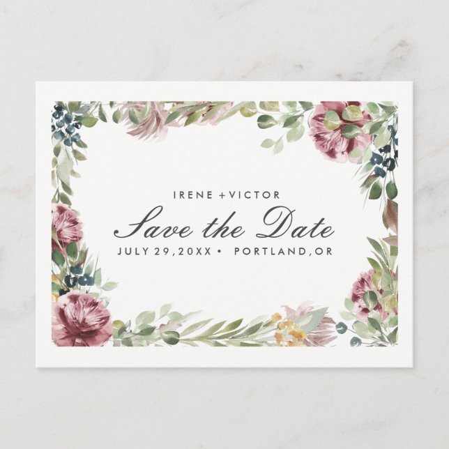 Anemone Blush | Floral Chic WEDDING speichern Sie  Ankündigungspostkarte (Vorderseite)