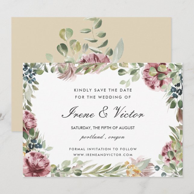 Anemone Blush Pink Neutrale Hochzeit Speichern Sie Einladung (Vorne/Hinten)