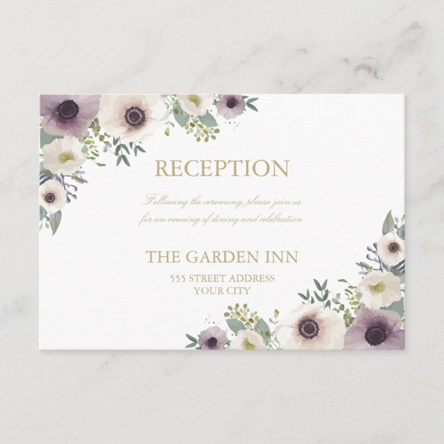 Anemone Bouquet Empfang Card Begleitkarte (Vorderseite)