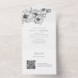 Anemone Bouquet Hochzeit in einer Einladung
