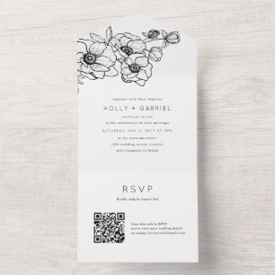 Anemone Bouquet Hochzeit in einer Einladung