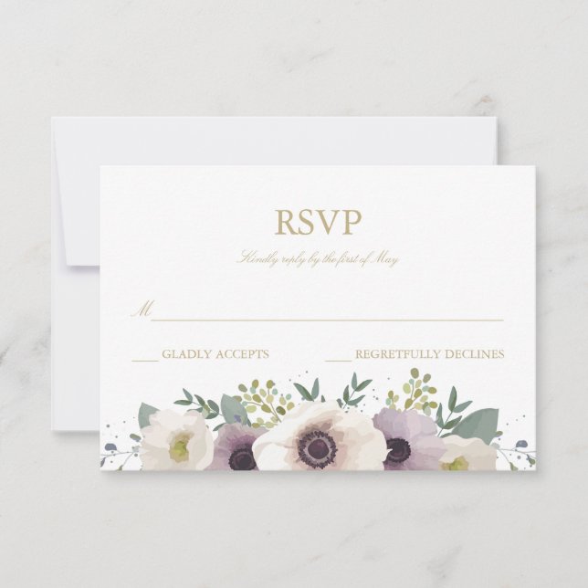 Anemone Bouquet RSVP Karte (Vorderseite)