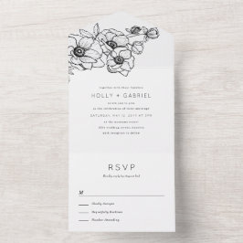 Anemone Bouquet Wedding All In One Einladung