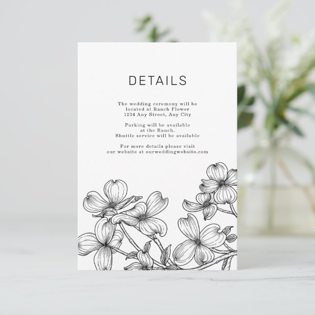 Anemone Bouquet Wedding Enclosure Card Begleitkarte (Stehend Vorderseite)