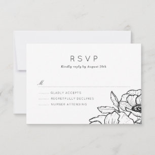 Anemone Bouquet Wedding RSVP Karte