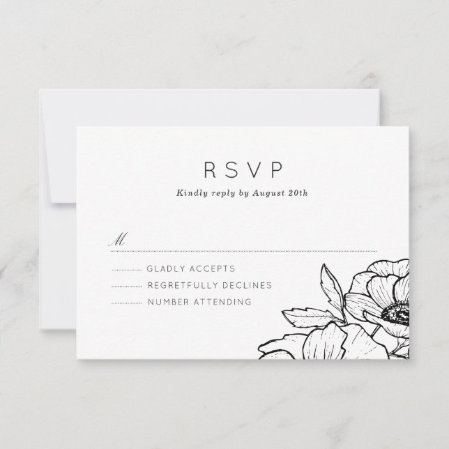Anemone Bouquet Wedding RSVP Karte (Vorderseite)