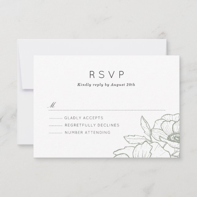 Anemone Bouquet Wedding RSVP Karte (Vorderseite)