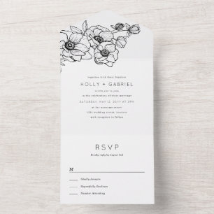 Anemone-Brautstrauß-Hochzeit All In One Einladung