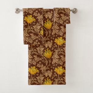 Anémone de William Morris, brun et or de moutarde