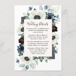 Anemone Dusty Blue Thistle Burgundy Floral Wedding Begleitkarte