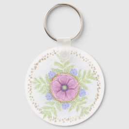 Anemone, Endive Blume, Wormwood und Mandeln Schlüsselanhänger