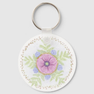 Anemone, Endive Blume, Wormwood und Mandeln Schlüsselanhänger