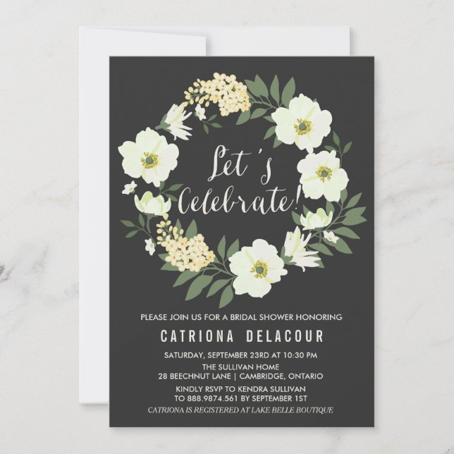 Anemone Floral Wreath Custom Party Einladung (Vorderseite)