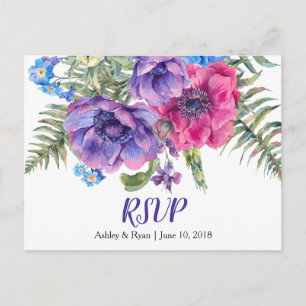 Anemone Florale Hochzeits-RSVP-Postkarte Einladungspostkarte