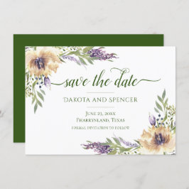 Anemone Lavender Lila Creme Boho Grüne Blüte Save The Date
