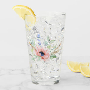 Anemone, Lavender und Weizen Bouquet Glass Tumbler