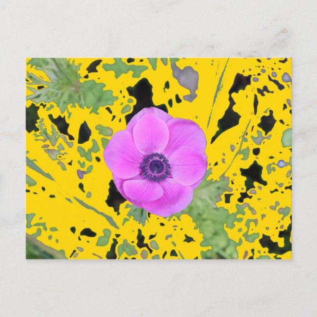 Anemone-Muster-Hintergrund Postkarte (Vorderseite)