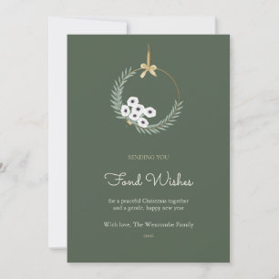 Anemone Olive Gold Hoop Familienweihnachtskarte Einladung