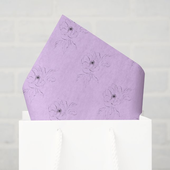 ~Anemone On Light Lilac Seidenpapier (Geschenktüte)