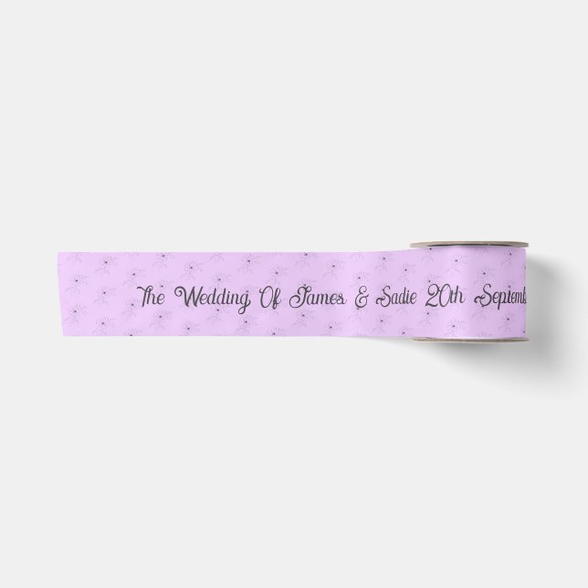 ~Anemone on Light Lilac Wedding Ribbon Satinband (Vorderseite)