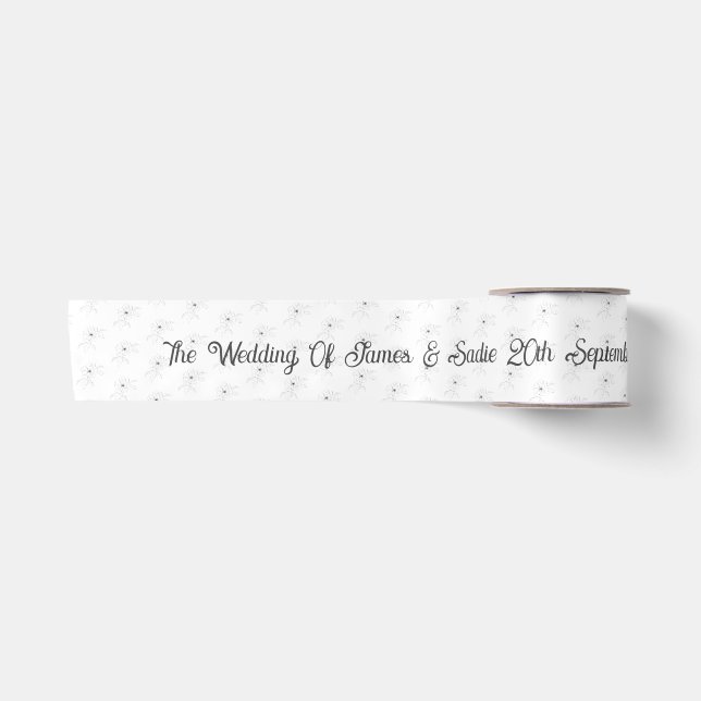 ~Anemone on White Wedding Ribbon Satinband (Vorderseite)