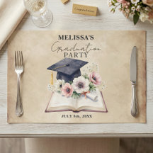 Anemone Open Book Graduation Party Paper Placemat