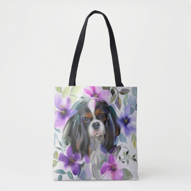 'Anemone' Tricolor cavalier Hundebeutel Tasche (Vorderseite)