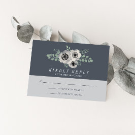Anemone und Eucalyptus Wedding RSVP Response Karte