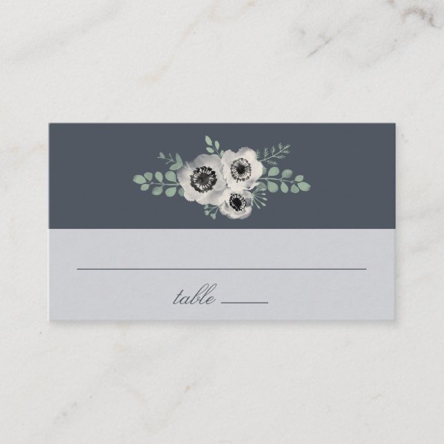 Anemone und Eukalyptus Wedding Escort Cards Platzkarte (Vorderseite)