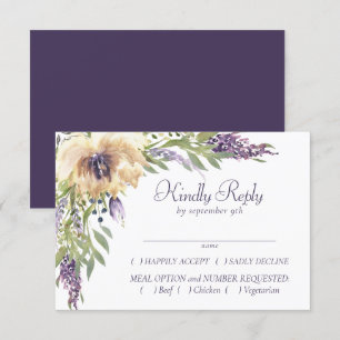Anemone und Lavender   Lila Grüncreme-Entree RSVP Karte