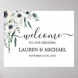 Anemone Wedding Welcome sign Poster
