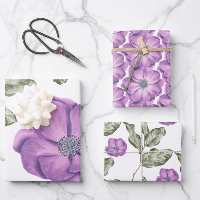 Anemone Wrapping Paper Sheets Geschenkpapier Set (Vorderseite)