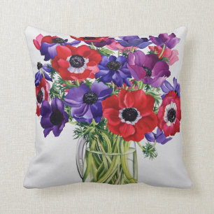 Anemonen in einem Glaskrug Kissen