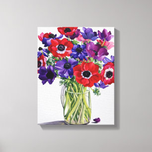 Anemonen in einem Glaskrug Leinwanddruck