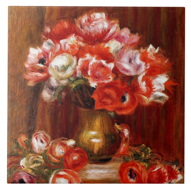 Anemonen von Pierre Renoir, Kunstmalerei, Fliese (Vorderseite)