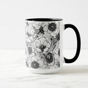 Anemonengarten in Schwarzweiß Tasse
