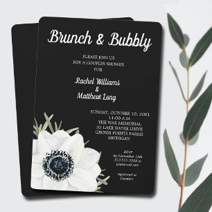 Anémones noir et blanc Couples Invitations de douc