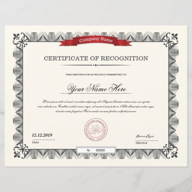 Anerkennungsbescheinigung (Vorderseite)