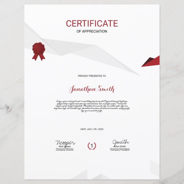 Anerkennungsbescheinigung (Vorderseite)