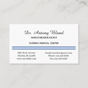 Anesthésiste Simple Carte de visite bleu marine