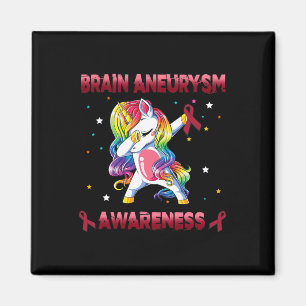 Aneurysm Awareness Unicorn Dabbing Burgundy Ribbon Magnet