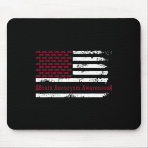 Aneurysm Awareness US Flag American Burgundi Mousepad