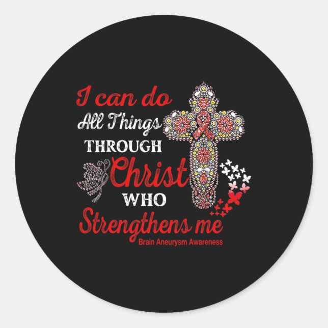 Aneurysma Awareness Brain Aneurysm Krieger Christu Runder Aufkleber (Vorderseite)