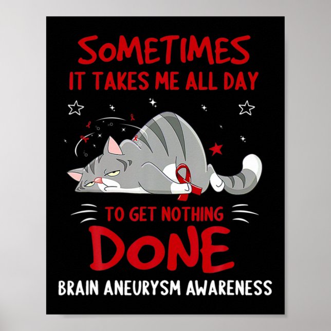 Aneurysma Awareness Cat Ribbon Poster (Vorne)