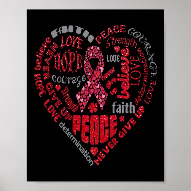 Aneurysma Awareness Heart Words Ba Poster (Vorne)
