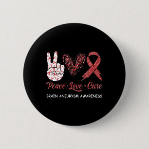 Aneurysma Awareness Peace Liebe Cure Leopard 1 Button