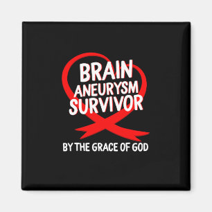 Aneurysma Awarvivor by God Grace Red Ribbo Magnet