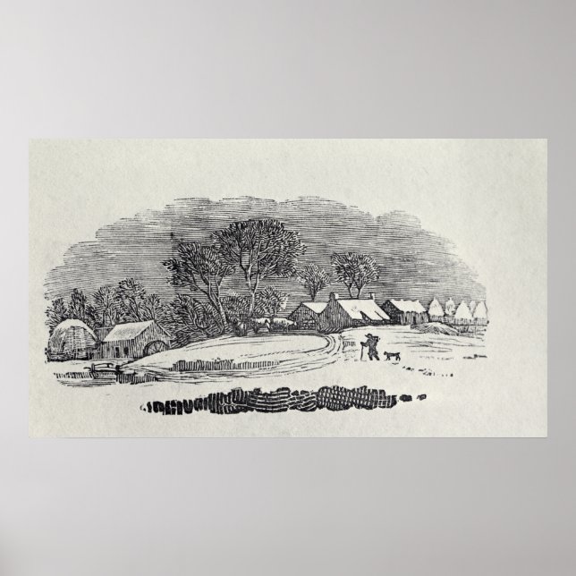 Anfahrt eines Dorfes im Winter Poster (Vorne)