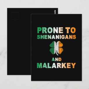 Anfällig für Shenanigans und Malarkey St Patricks Postkarte