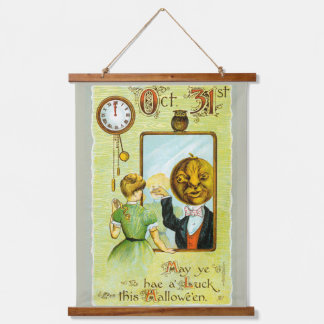 Anfang der 1900er Jahre Vintage Halloween-Grüße Wandteppich Mit Holzrahmen
